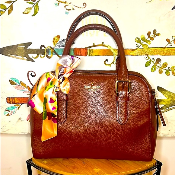 kate spade Bags Kate Spade Brown Burgundy Pebble Leather Satchel Handbag Poshmark